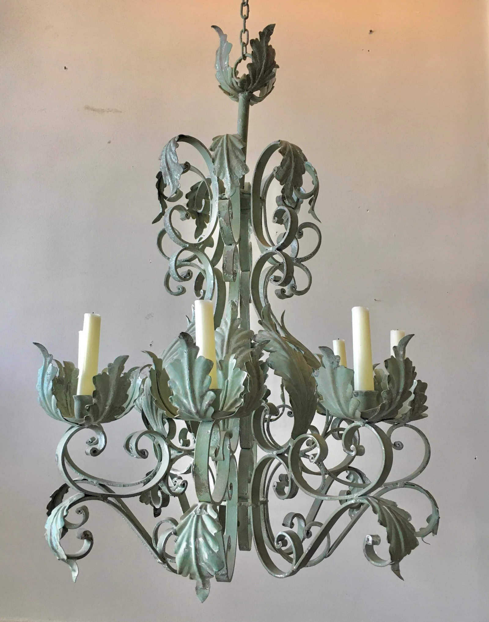 Mid 20th C. Iron Candelabra Chandelier - 2