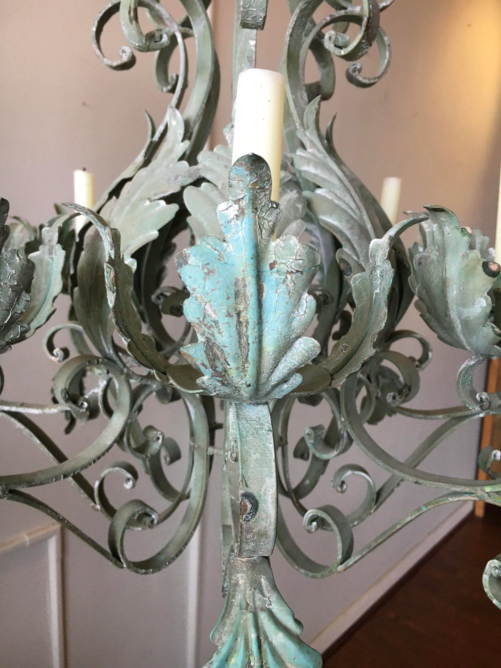 Mid 20th C. Iron Candelabra Chandelier - 3