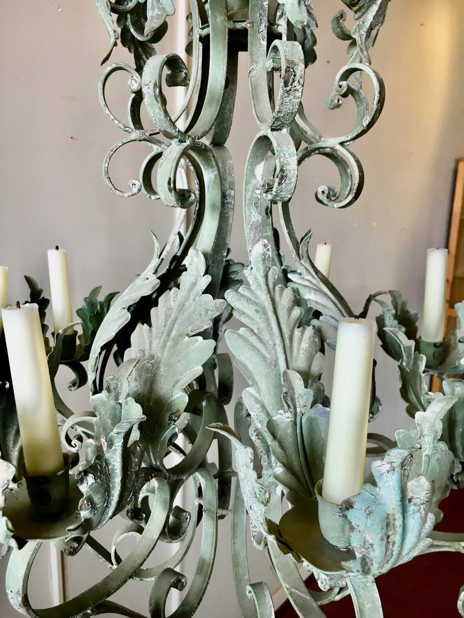 Mid 20th C. Iron Candelabra Chandelier - 4