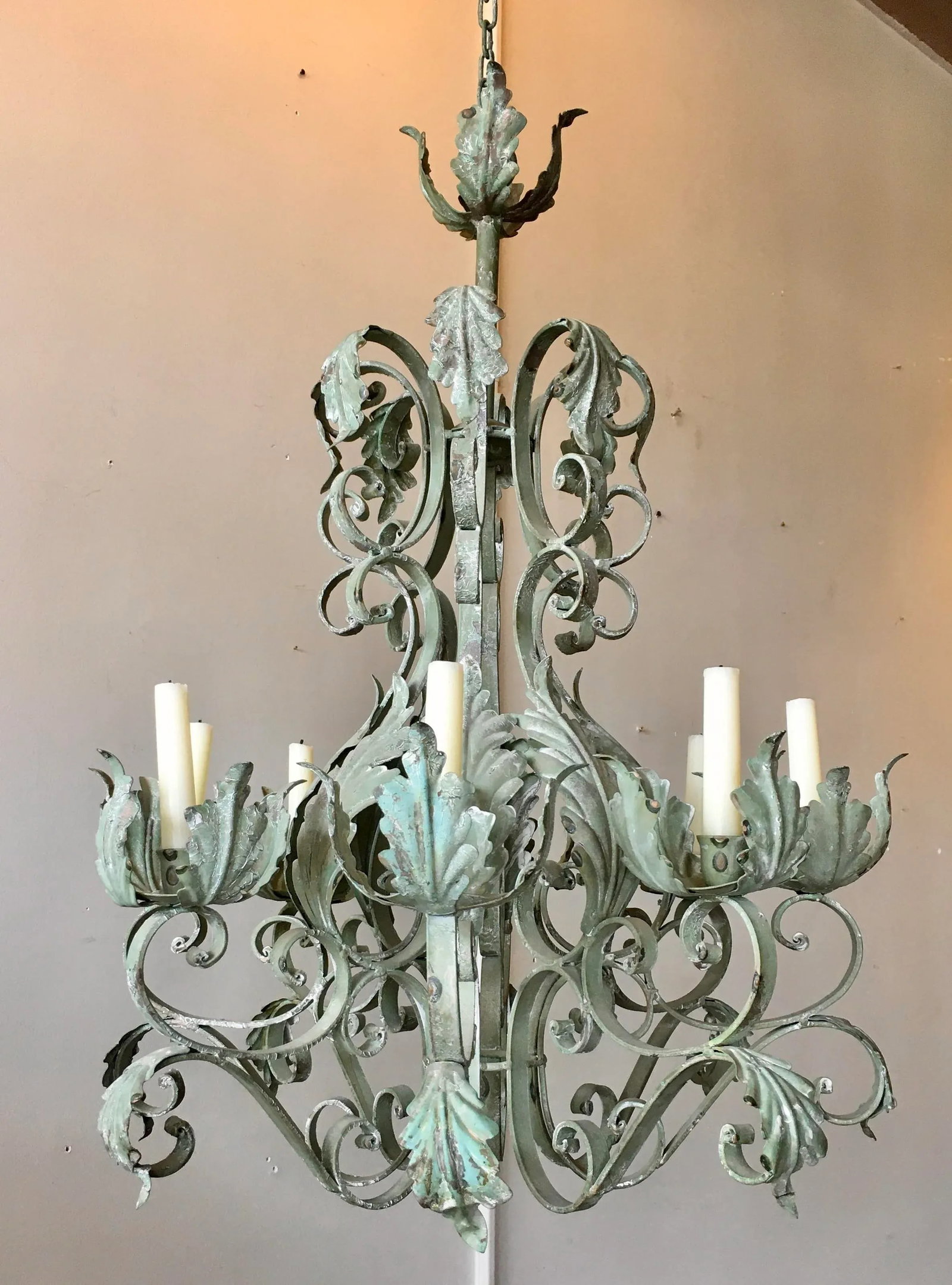 Mid 20th C. Iron Candelabra Chandelier - 7