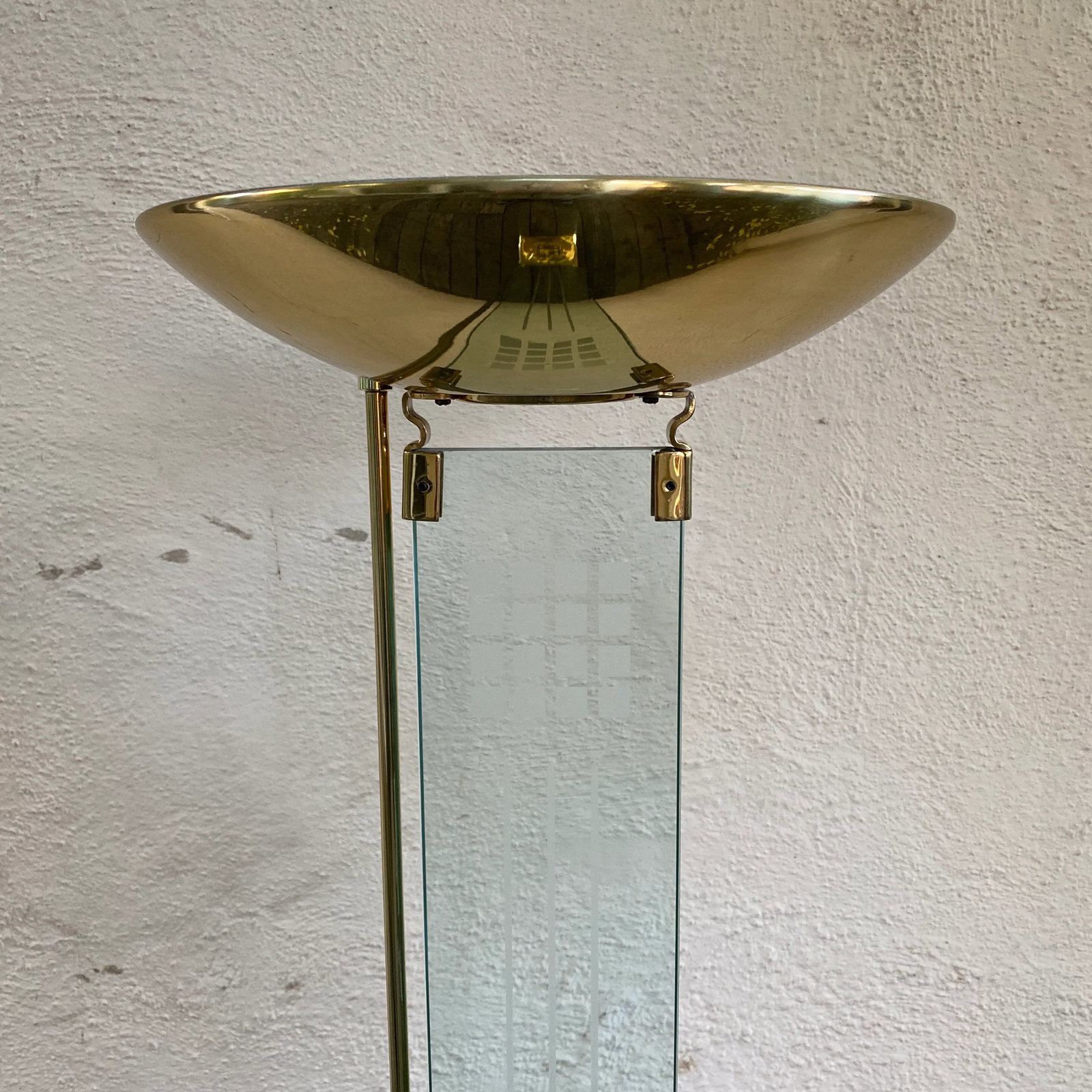 Vintage 1980's Glass and Brass Floor Lamp - 2