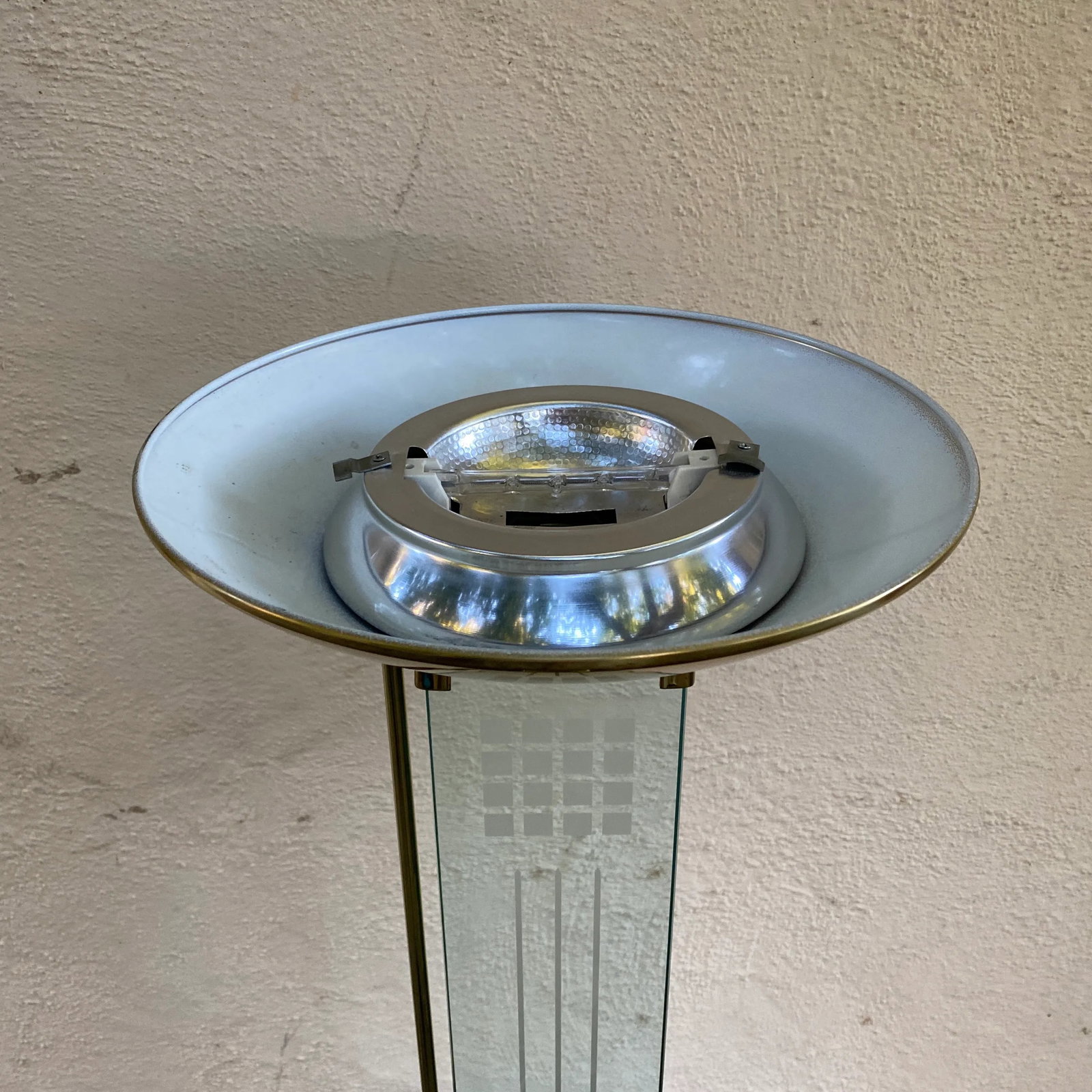 Vintage 1980's Glass and Brass Floor Lamp - 3