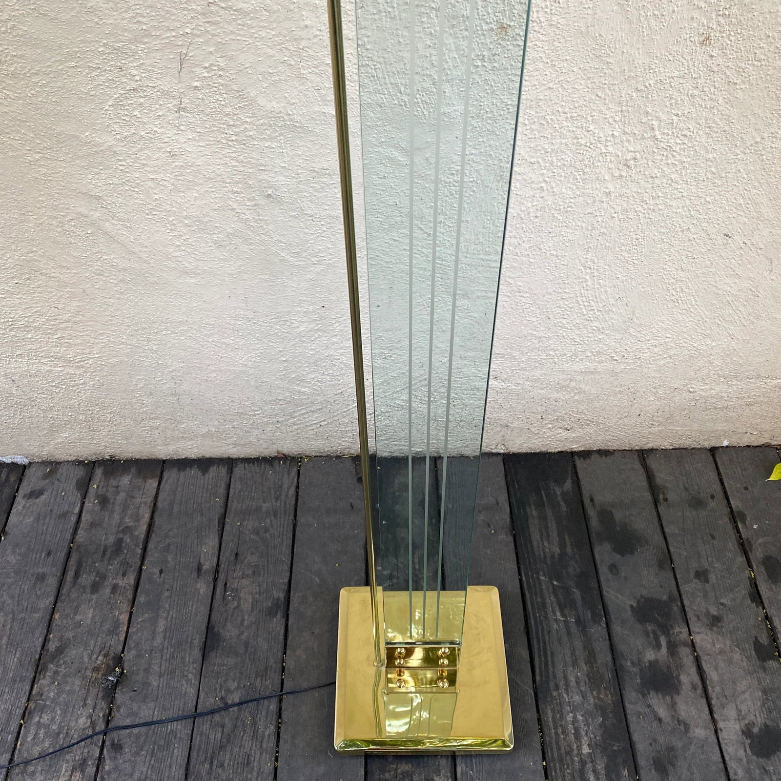 Vintage 1980's Glass and Brass Floor Lamp - 4