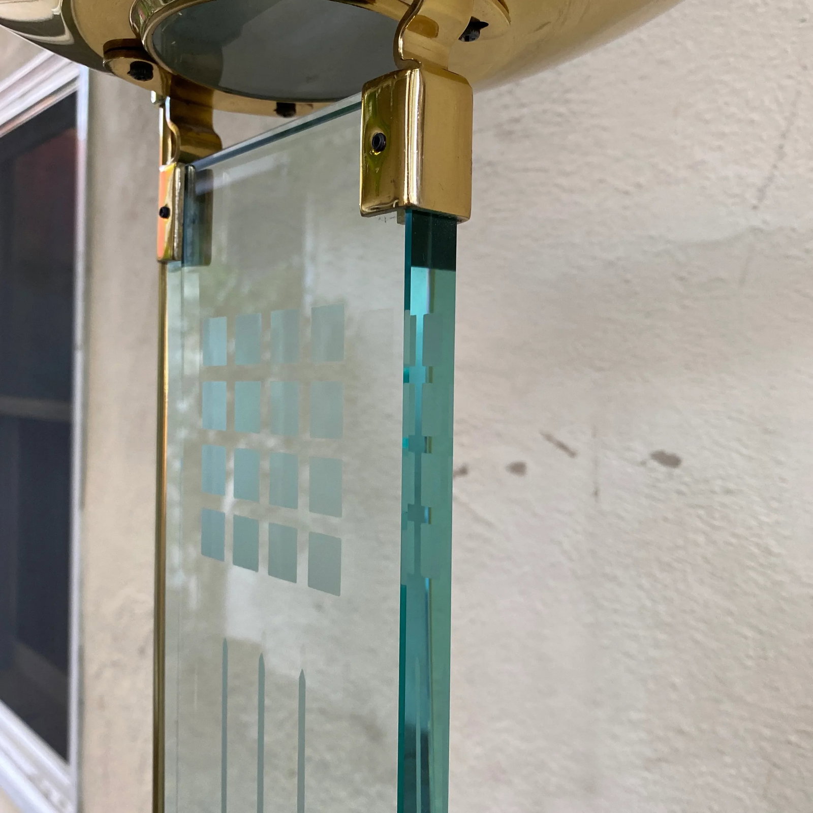 Vintage 1980's Glass and Brass Floor Lamp - 5