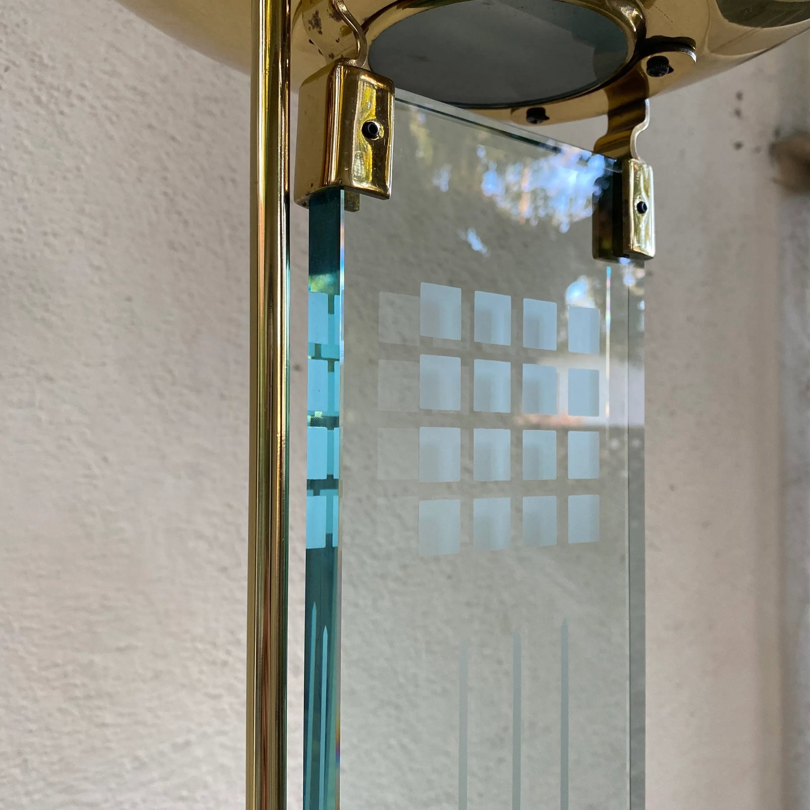 Vintage 1980's Glass and Brass Floor Lamp - 6