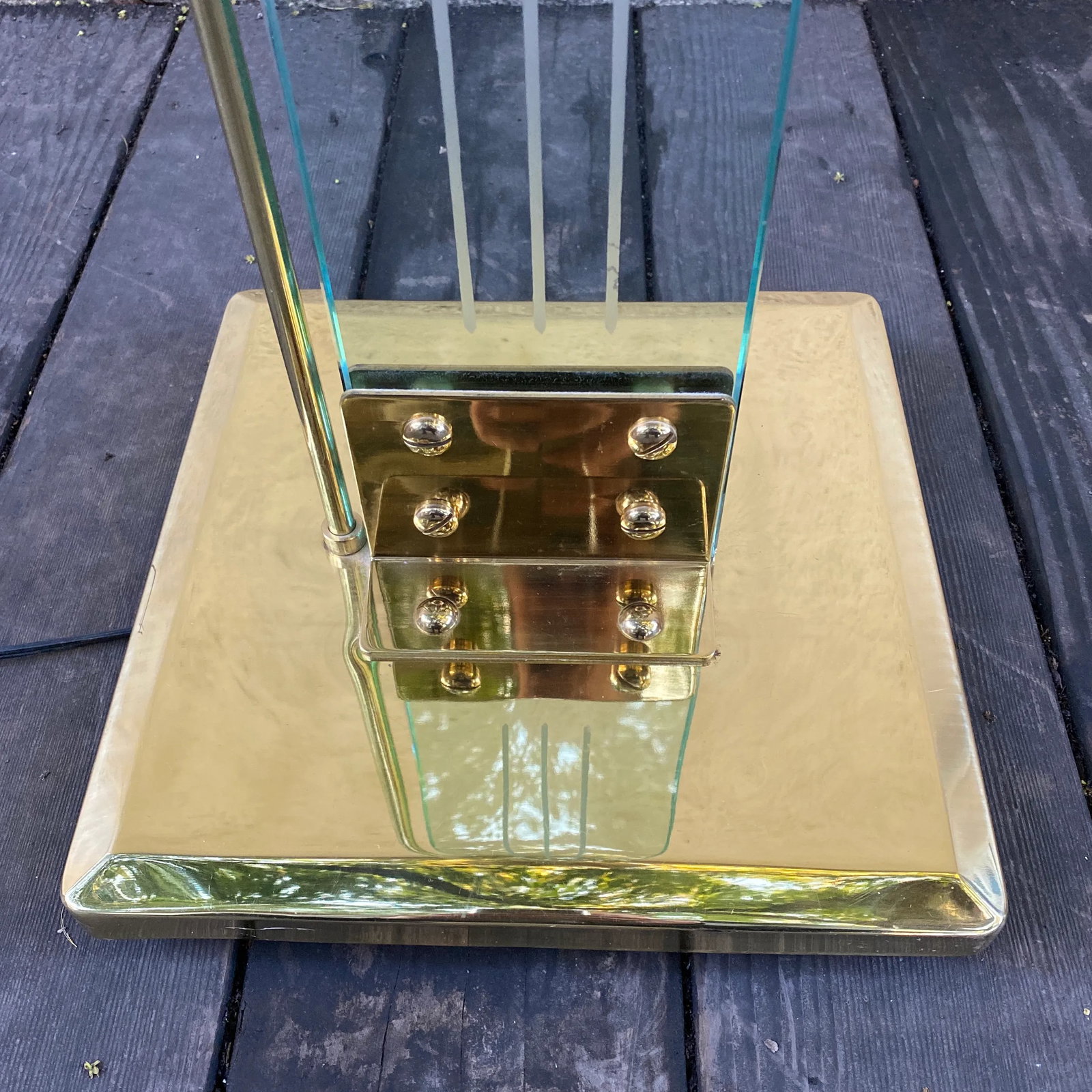 Vintage 1980's Glass and Brass Floor Lamp - 7