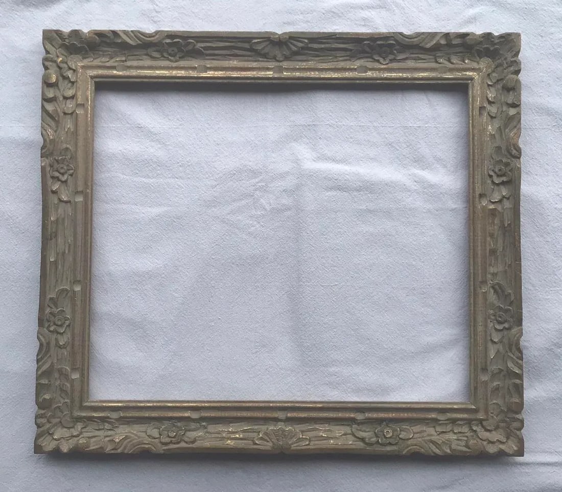 Vintage Mexican Hand Carved Floral Frame - 12