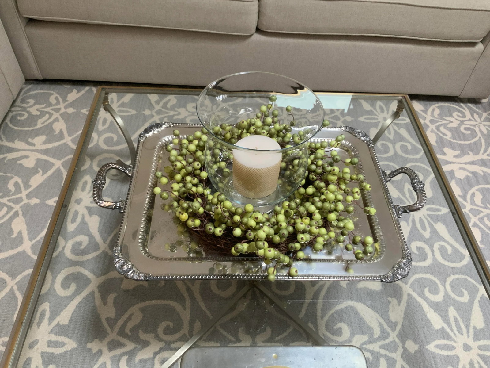 1920s Large English Silverplate Serving Tray - 12