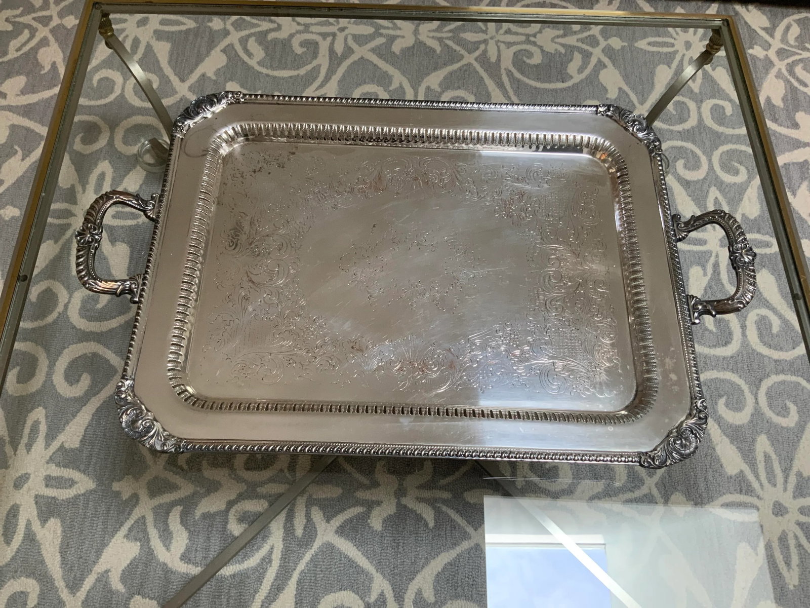1920s Large English Silverplate Serving Tray - 13