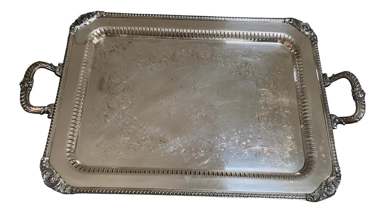 1920s Large English Silverplate Serving Tray (1 of 13)