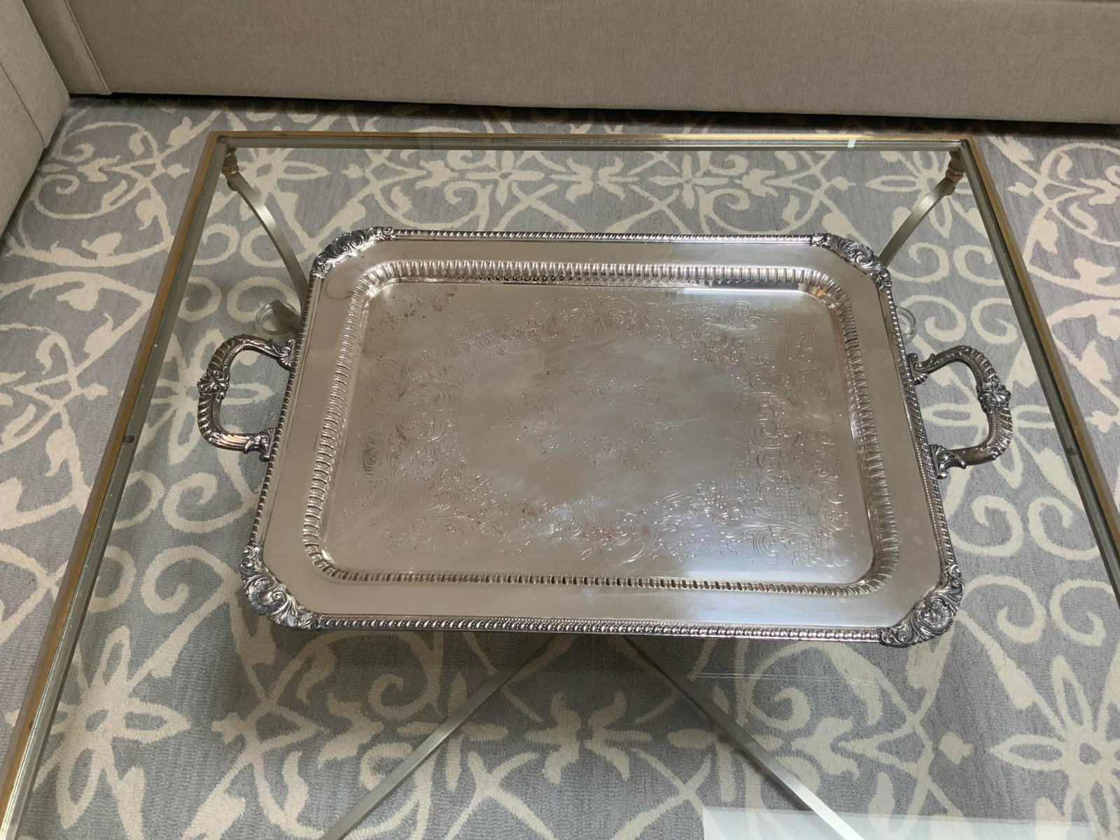 1920s Large English Silverplate Serving Tray - 2