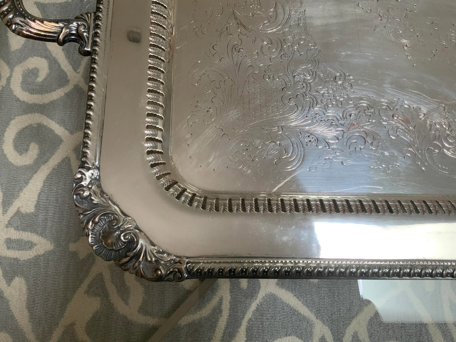 1920s Large English Silverplate Serving Tray - 3