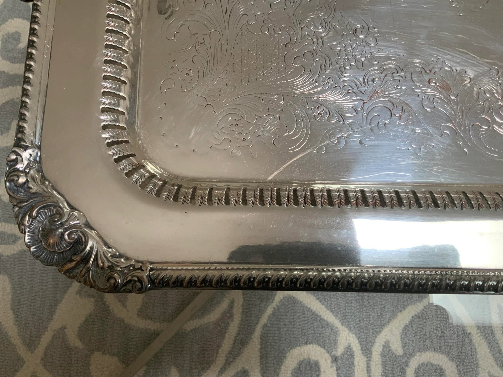 1920s Large English Silverplate Serving Tray - 4