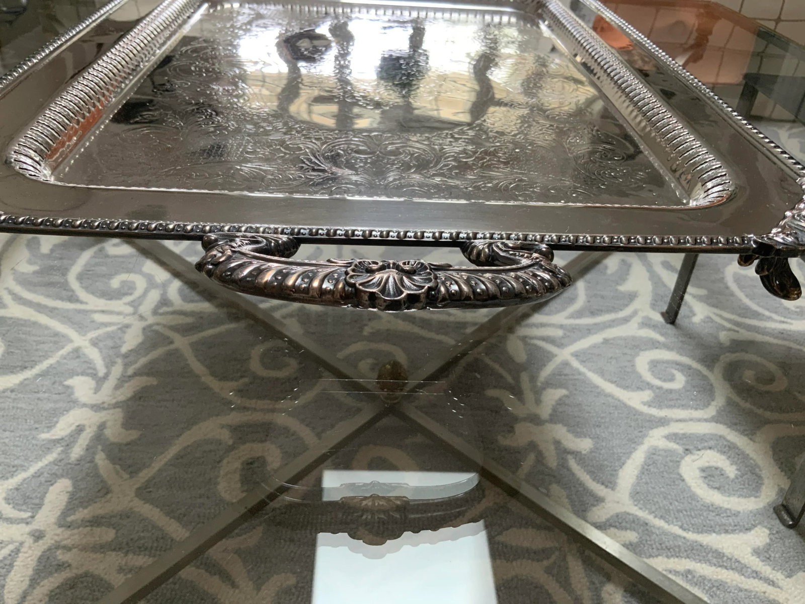 1920s Large English Silverplate Serving Tray - 8