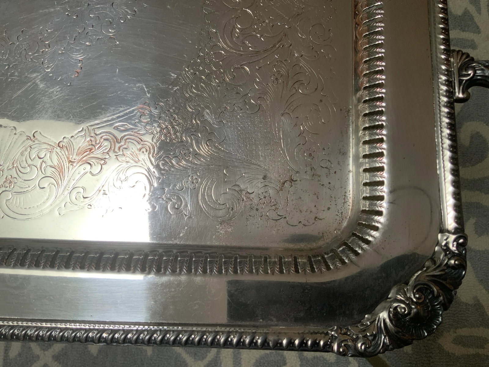 1920s Large English Silverplate Serving Tray - 9