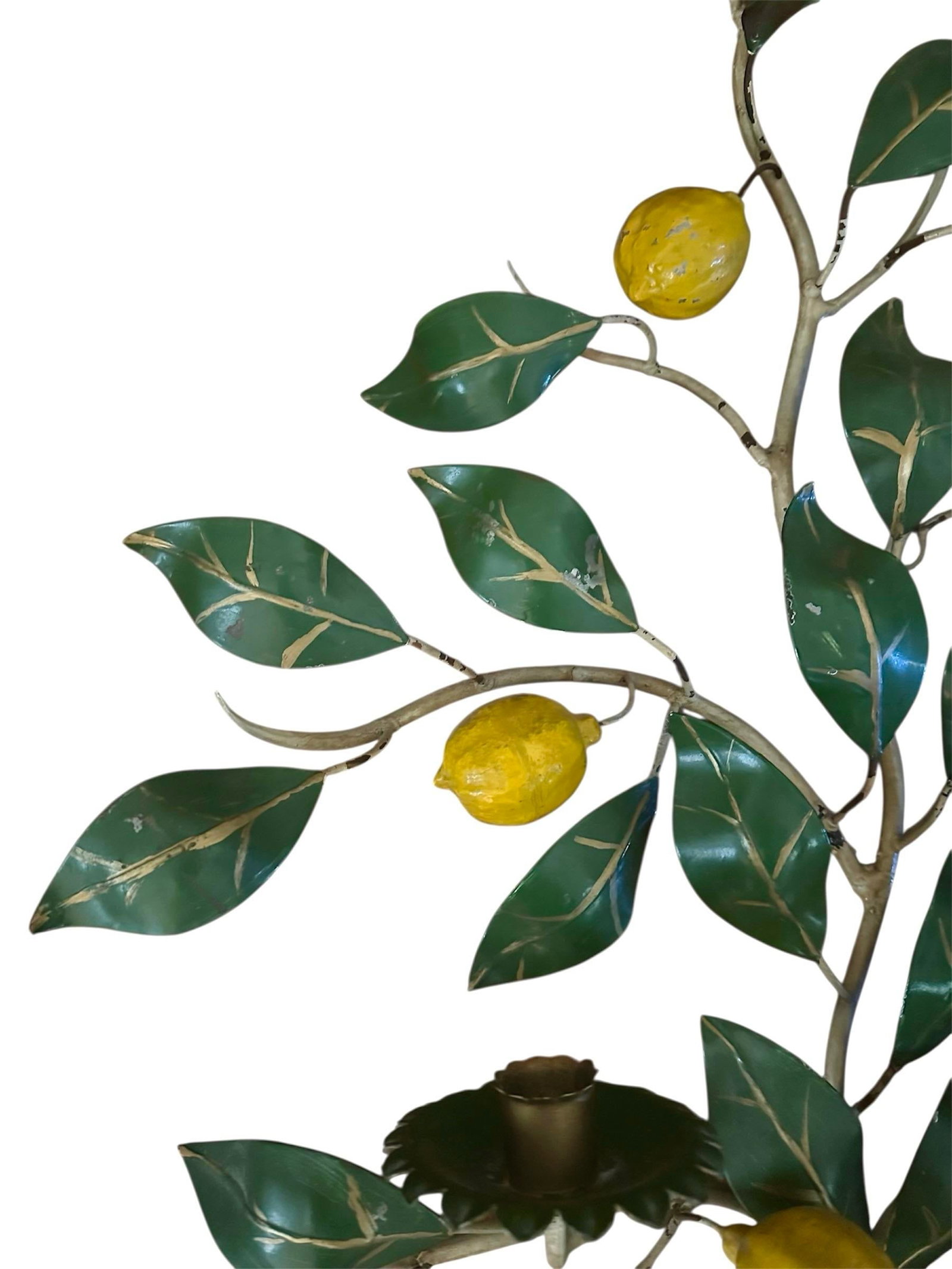 Vintage Italian Tole Potted Espaliered / Espalier Lemon Tree Candle Wall Sconce / Toleware Candle Ho - 5