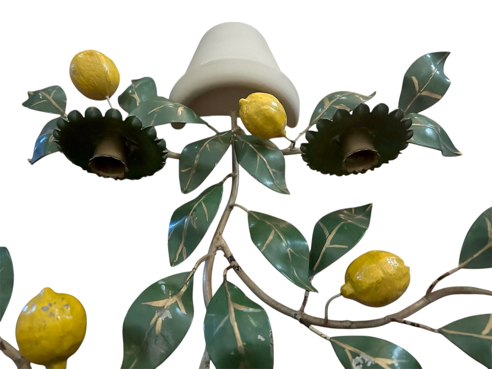 Vintage Italian Tole Potted Espaliered / Espalier Lemon Tree Candle Wall Sconce / Toleware Candle Ho - 8