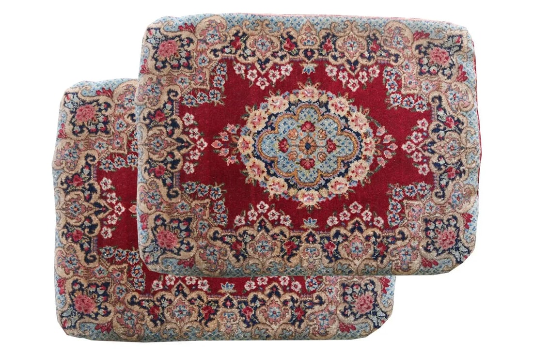 Antique Persian Mat Pillows - a Pair - 4