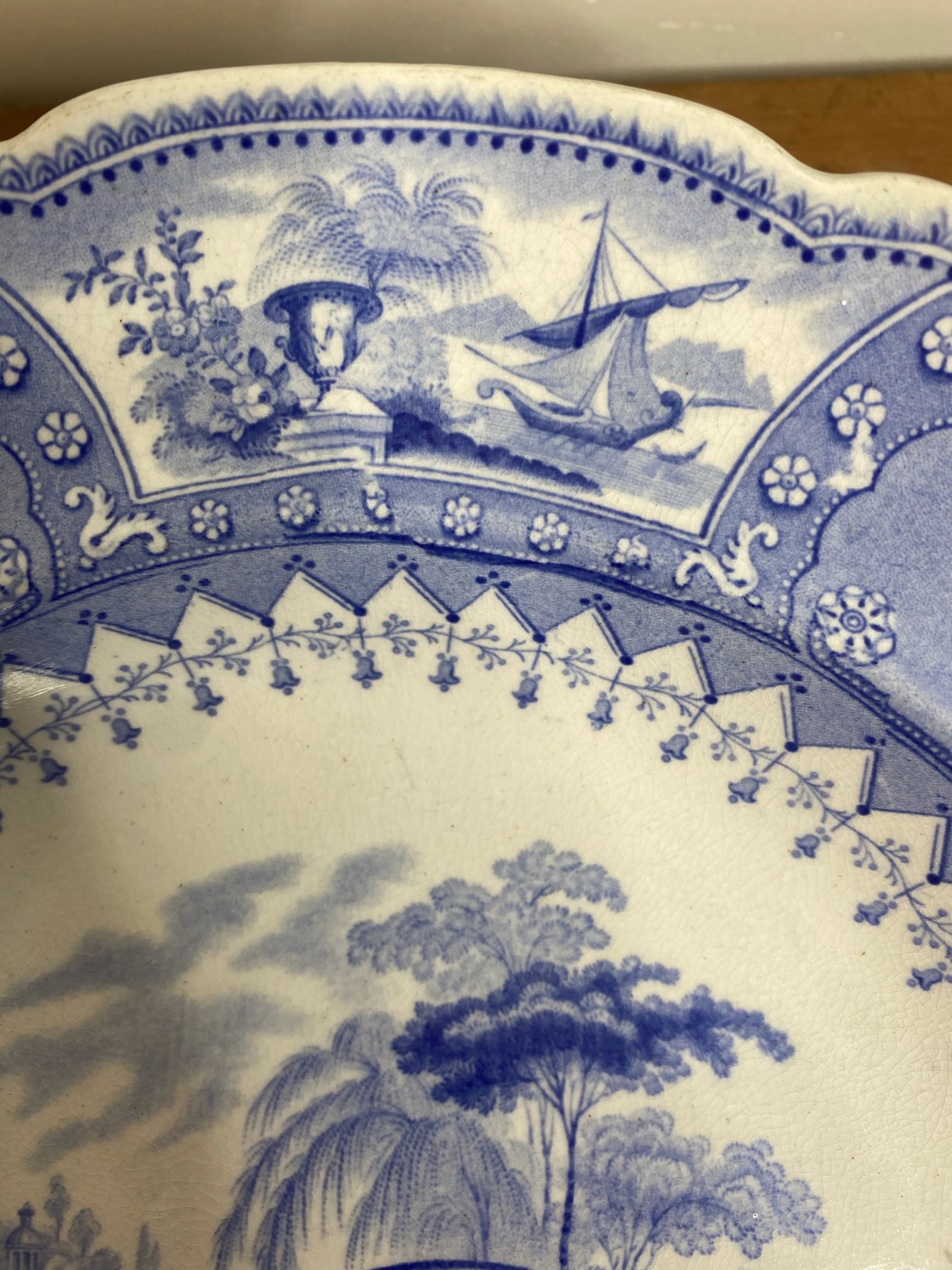 Antique Staffordshire Blue and White Soup Bowls/Plates - Set of 7 - 5