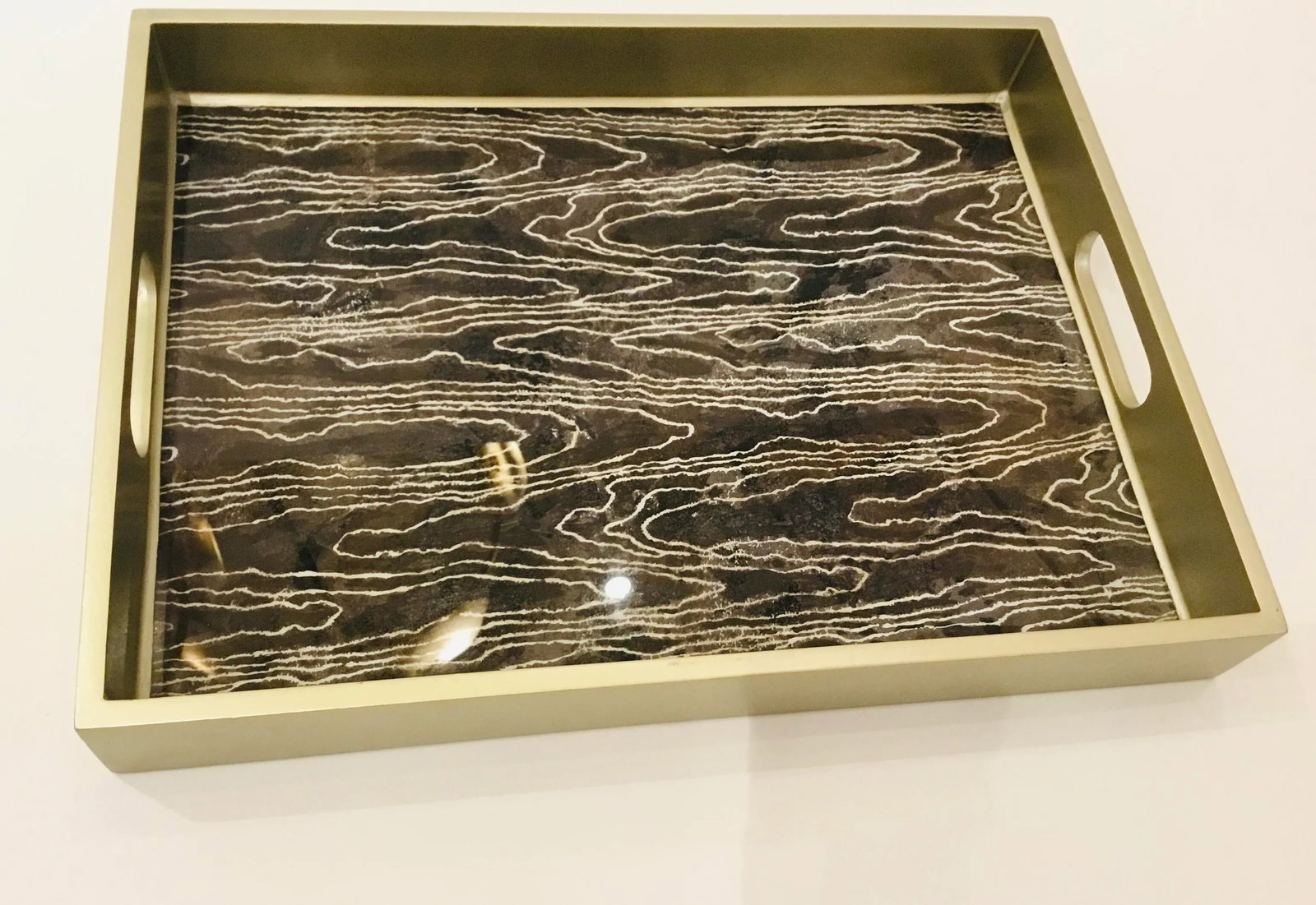 Made Goods Modern Reverse Painted Glass Lark Tray - 2