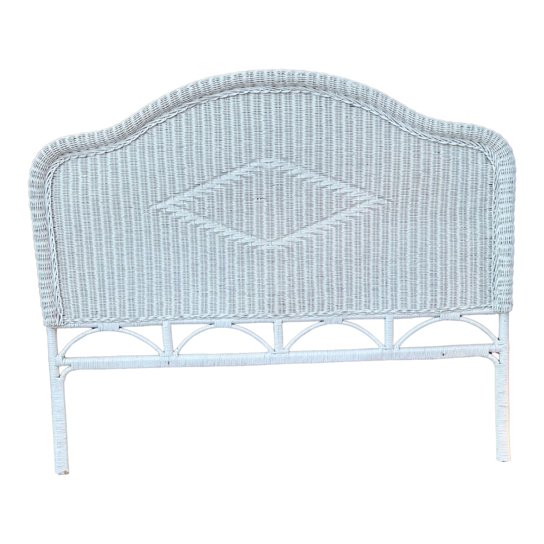 Vintage White Wicker Headboard Coastal Beach Cottagecore Style (1 of 6)