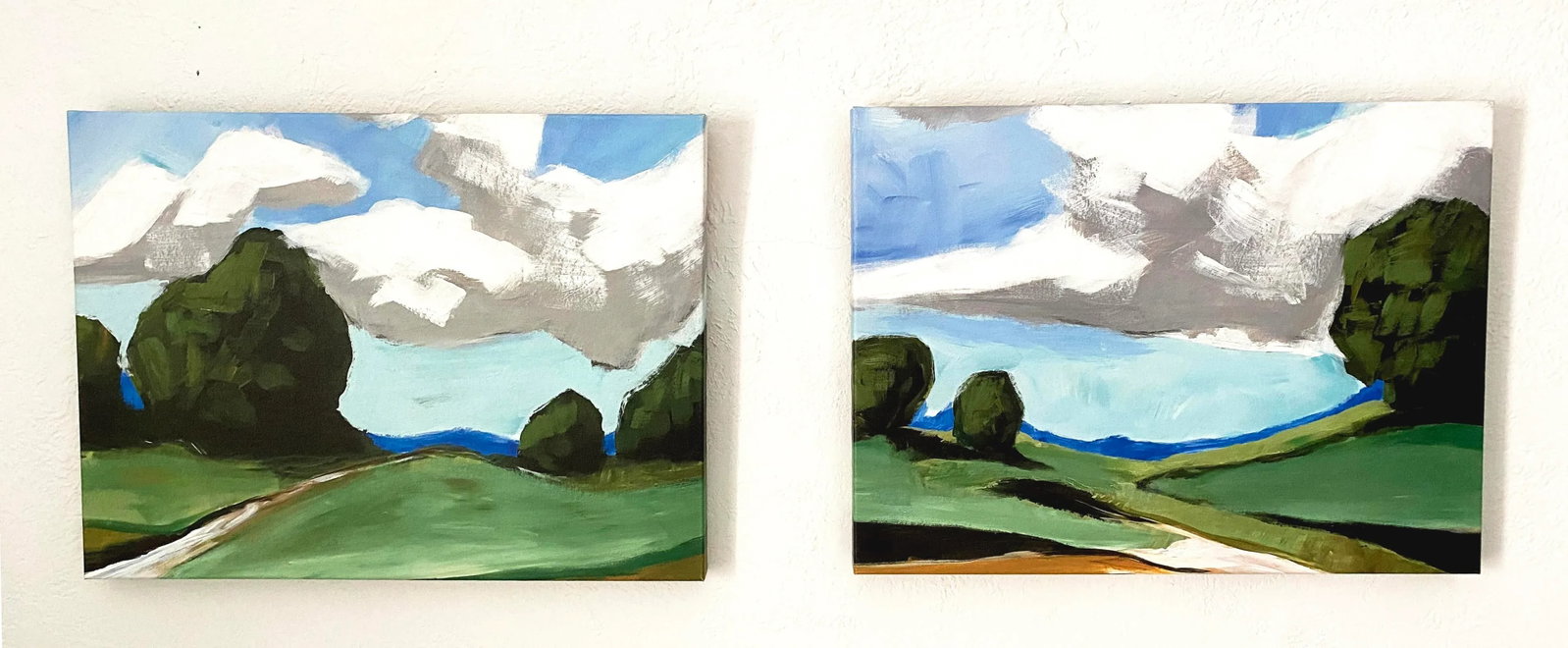 Contemporary Summer Landscape Prints on Canvas - a Pair - 11