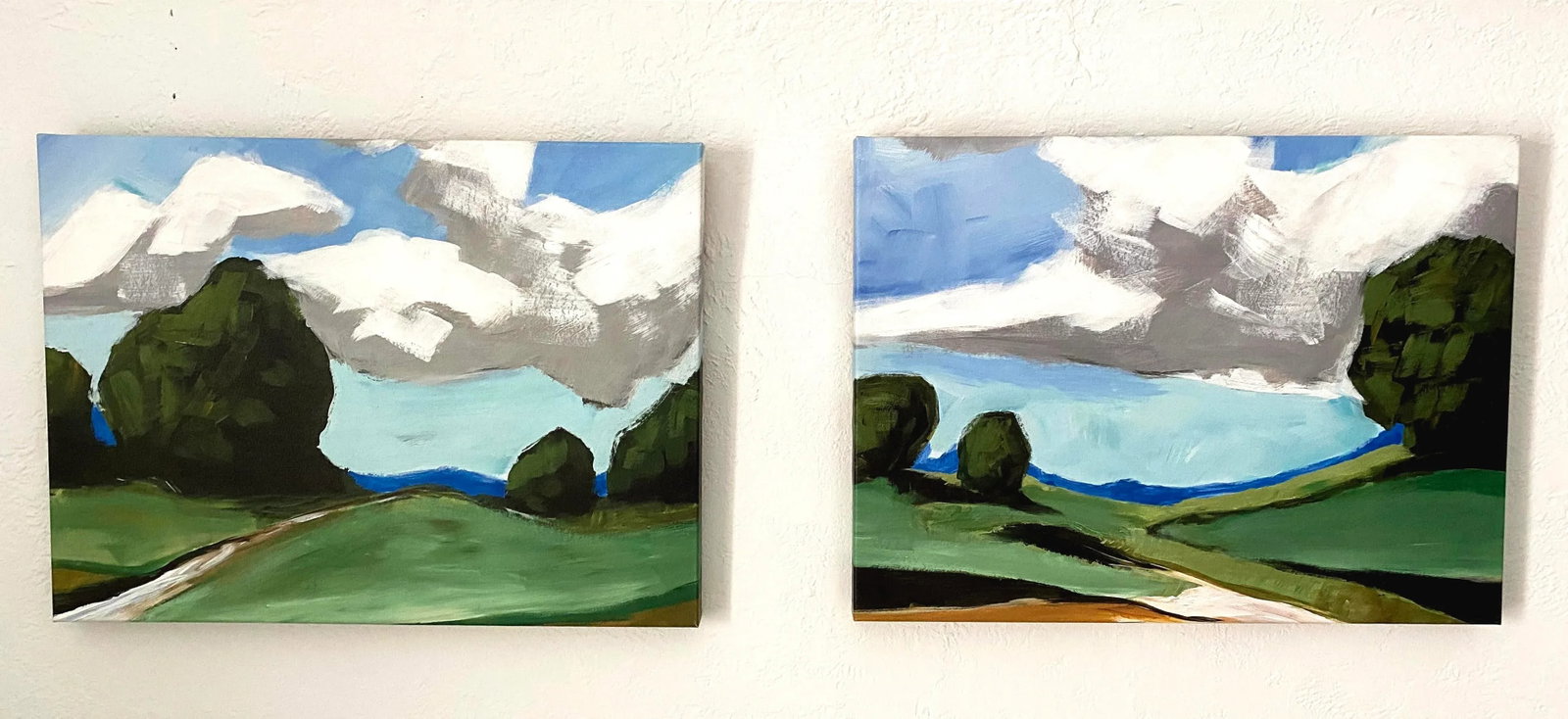 Contemporary Summer Landscape Prints on Canvas - a Pair - 2