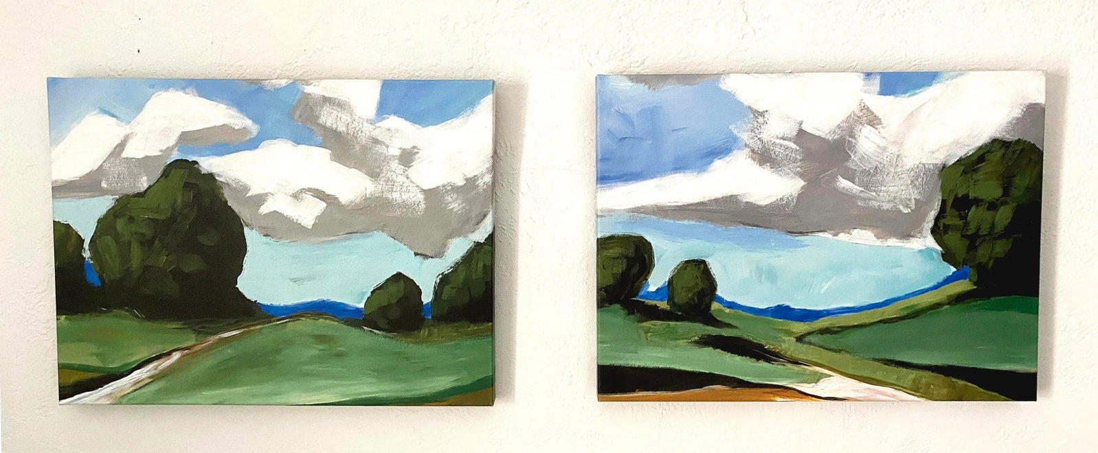 Contemporary Summer Landscape Prints on Canvas - a Pair - 3