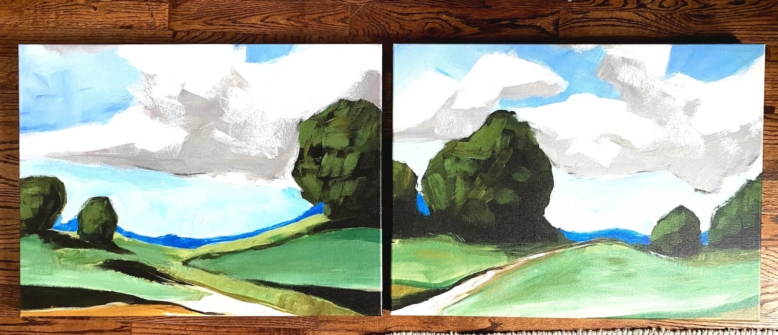 Contemporary Summer Landscape Prints on Canvas - a Pair - 7