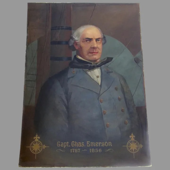 Mid 19th Century Portrait of Captain Chas. Emerson Oil Painting - 9