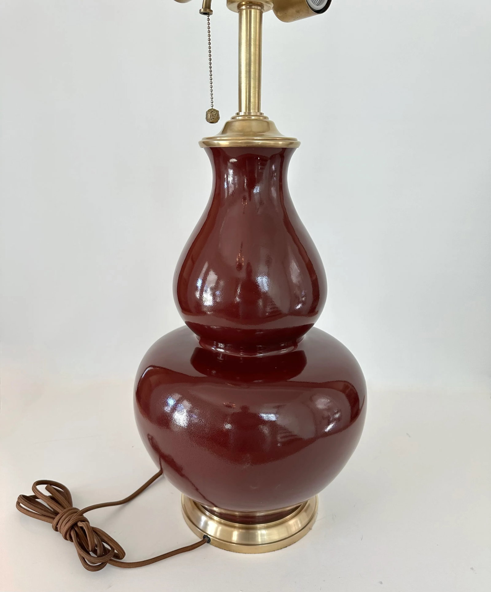 Single Ralph Lauren Extra Large Oxblood Red Ceramic Lamp With Brass Fittings. - 10