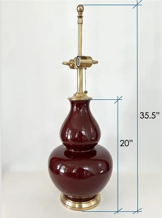 Single Ralph Lauren Extra Large Oxblood Red Ceramic Lamp With Brass Fittings. - 17