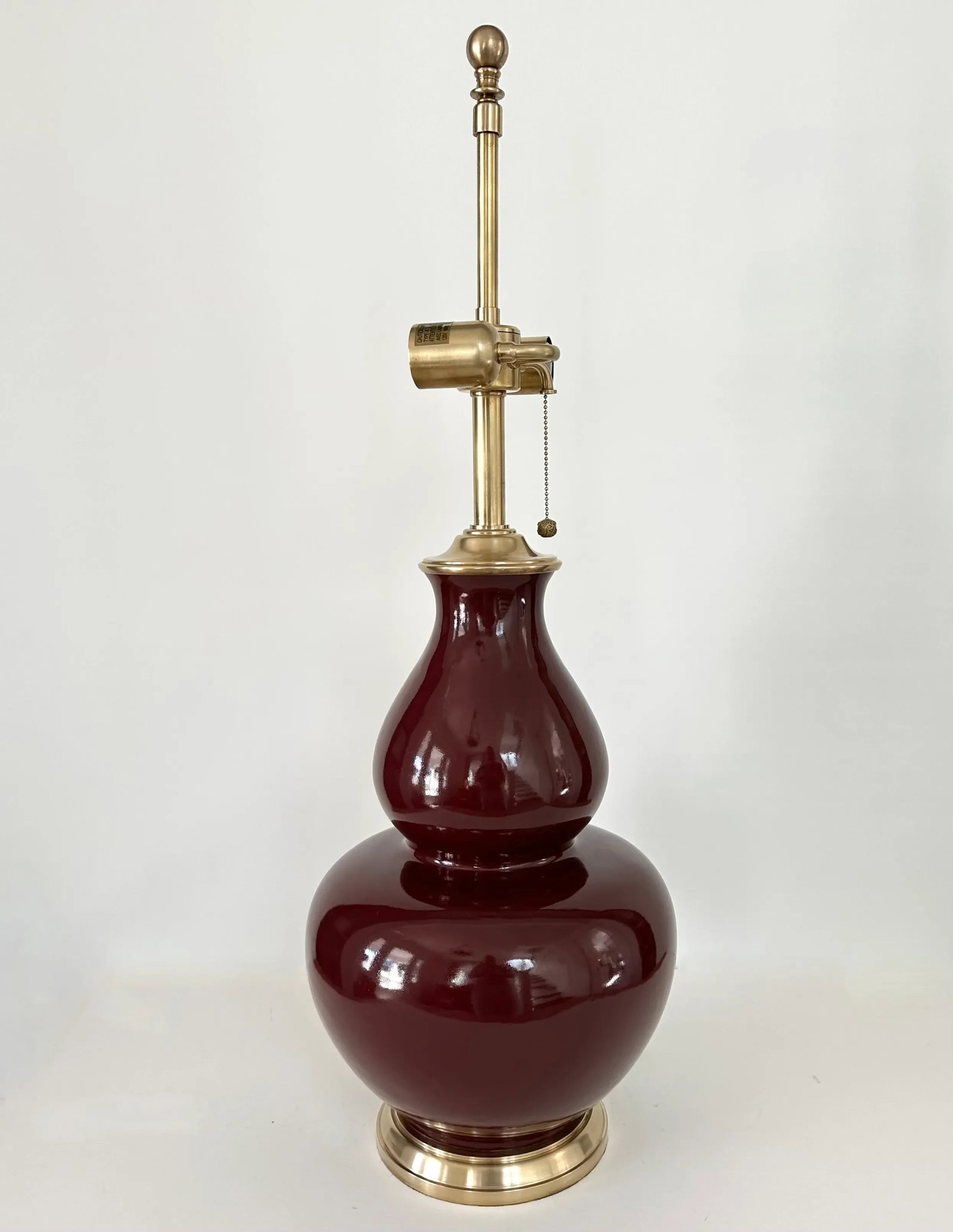 Single Ralph Lauren Extra Large Oxblood Red Ceramic Lamp With Brass Fittings. - 2