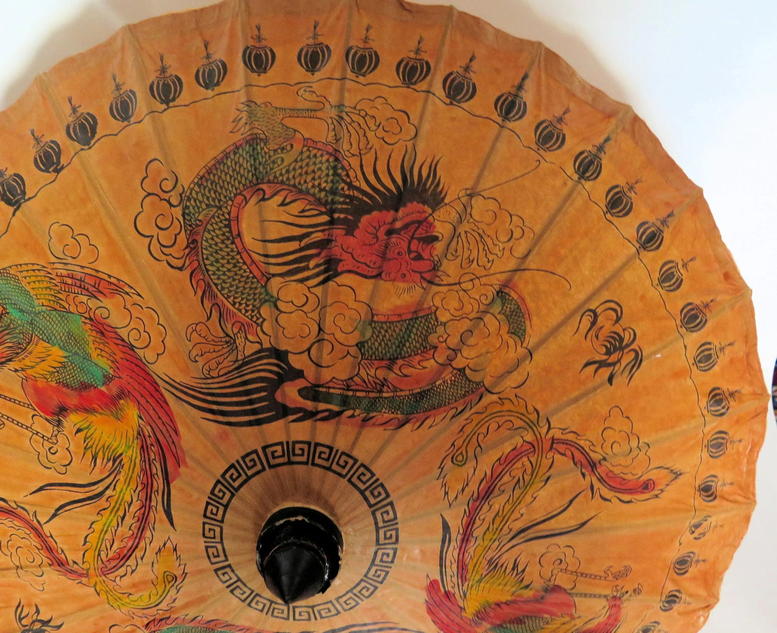 Vintage Heavy Rice Paper Japanese Umbrella - 3