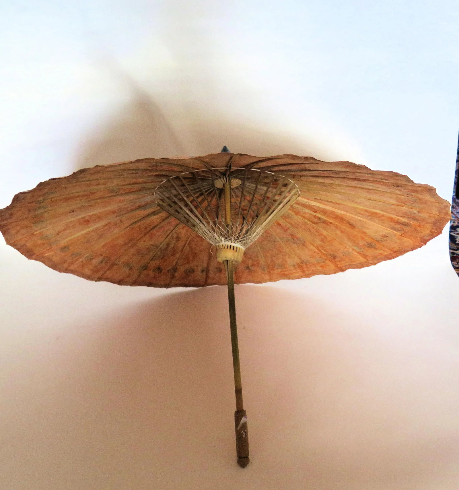 Vintage Heavy Rice Paper Japanese Umbrella - 6