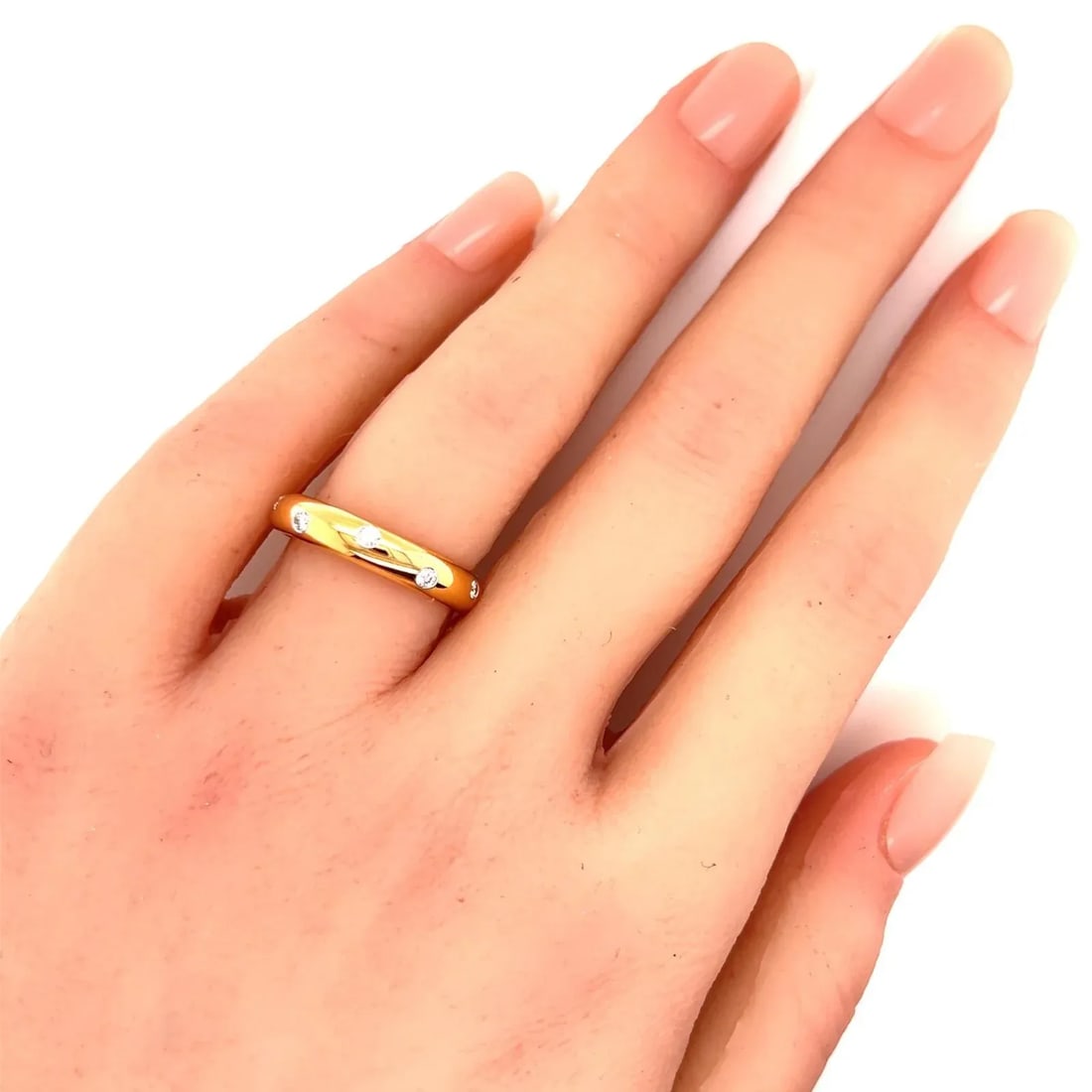 Tiffany & Co. Etoile Diamond 18k Gold Platinum Band Ring - Size 7.5 - 2