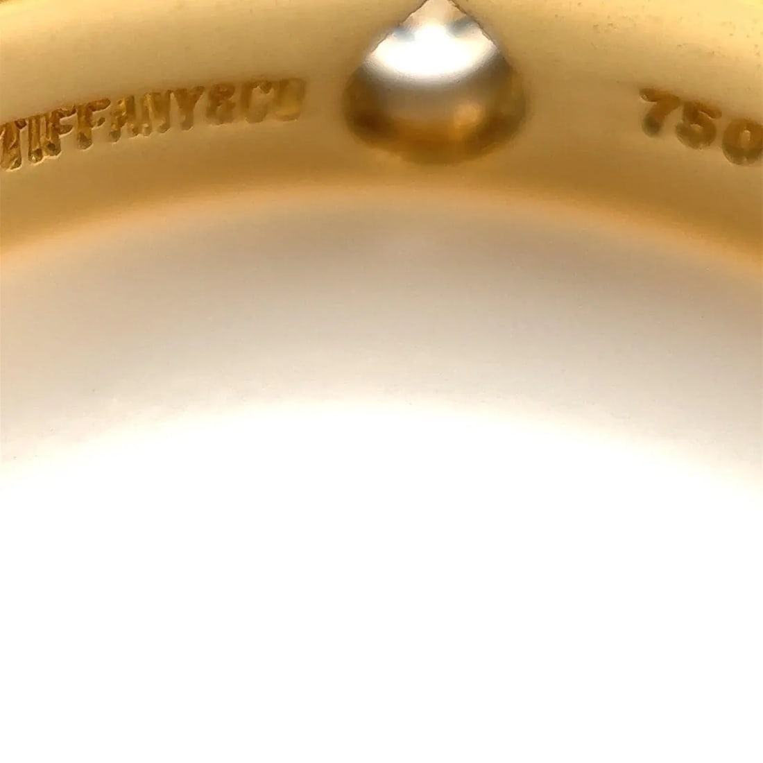 Tiffany & Co. Etoile Diamond 18k Gold Platinum Band Ring - Size 7.5 - 5