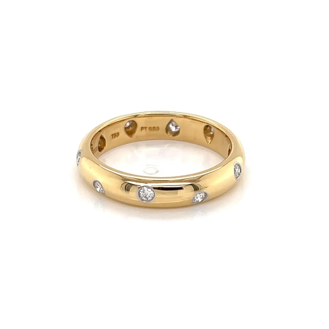 Tiffany & Co. Etoile Diamond 18k Gold Platinum Band Ring - Size 7.5 - 6