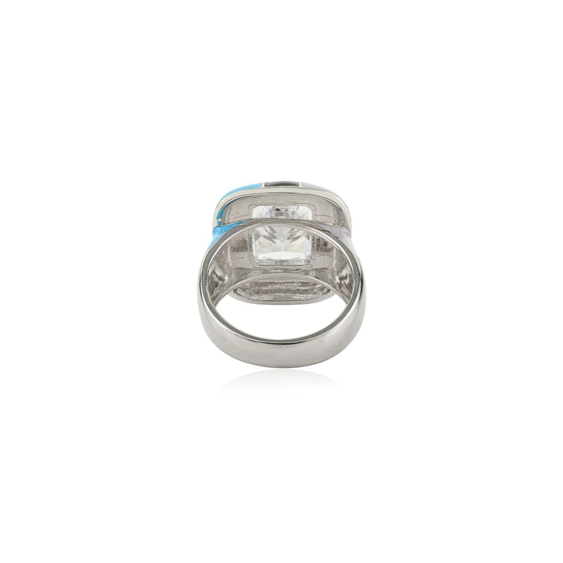 Sparkling Sterling Silver Enamel & Crystal Unisex Statement Ring by Carat&her- Size 7 - 7