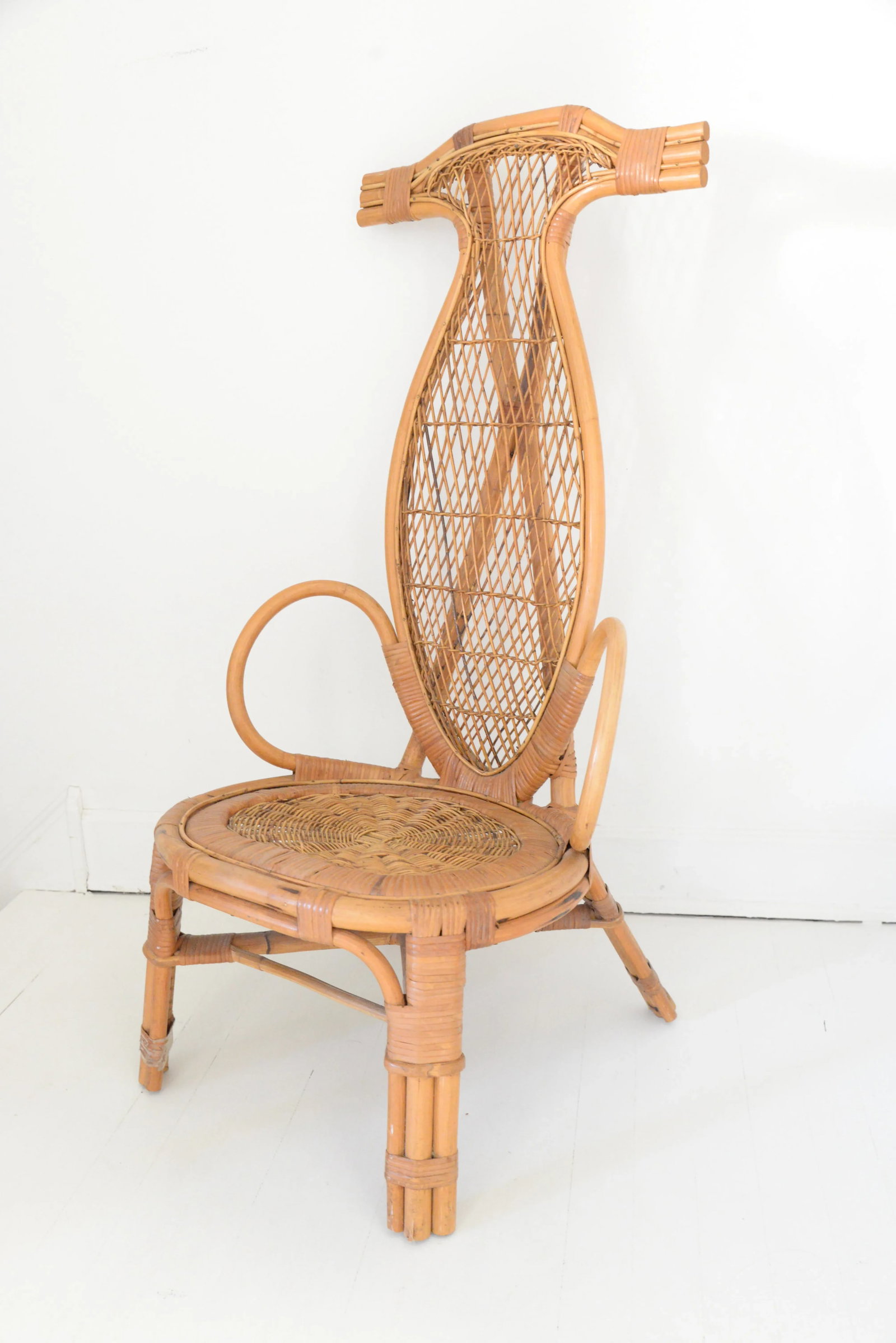 Mid Century Asian Inspired Rattan Chair - 3