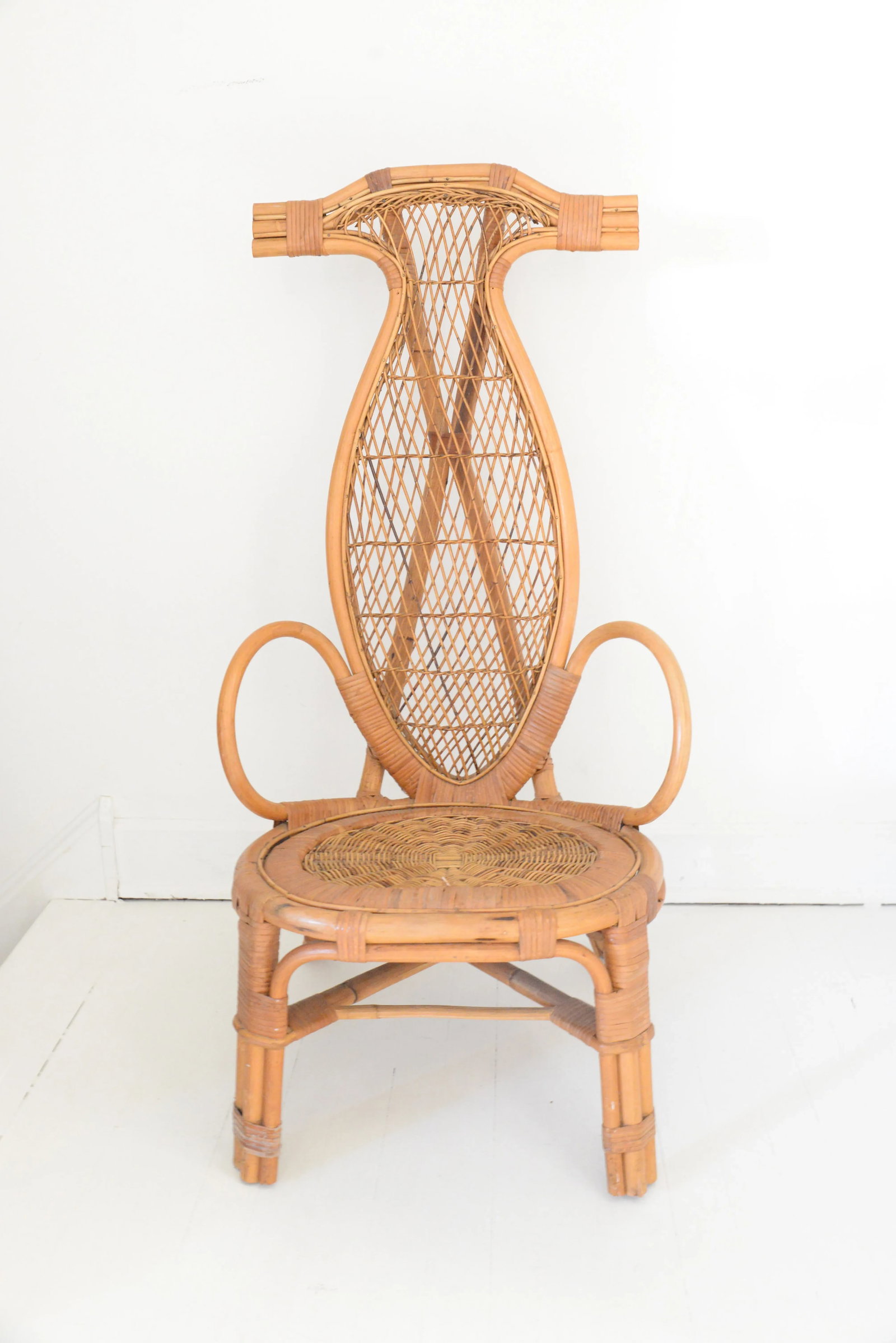 Mid Century Asian Inspired Rattan Chair - 4
