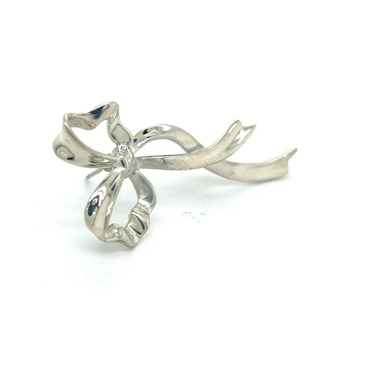 Tiffany & Co Estate Ribbon Brooch Pin Sterling Silver - 4