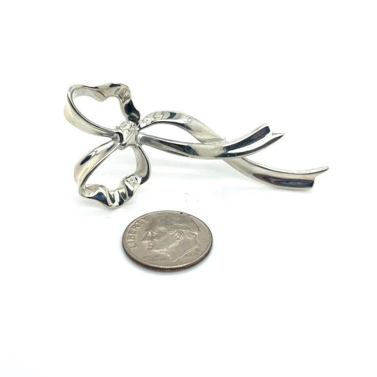 Tiffany & Co Estate Ribbon Brooch Pin Sterling Silver - 7