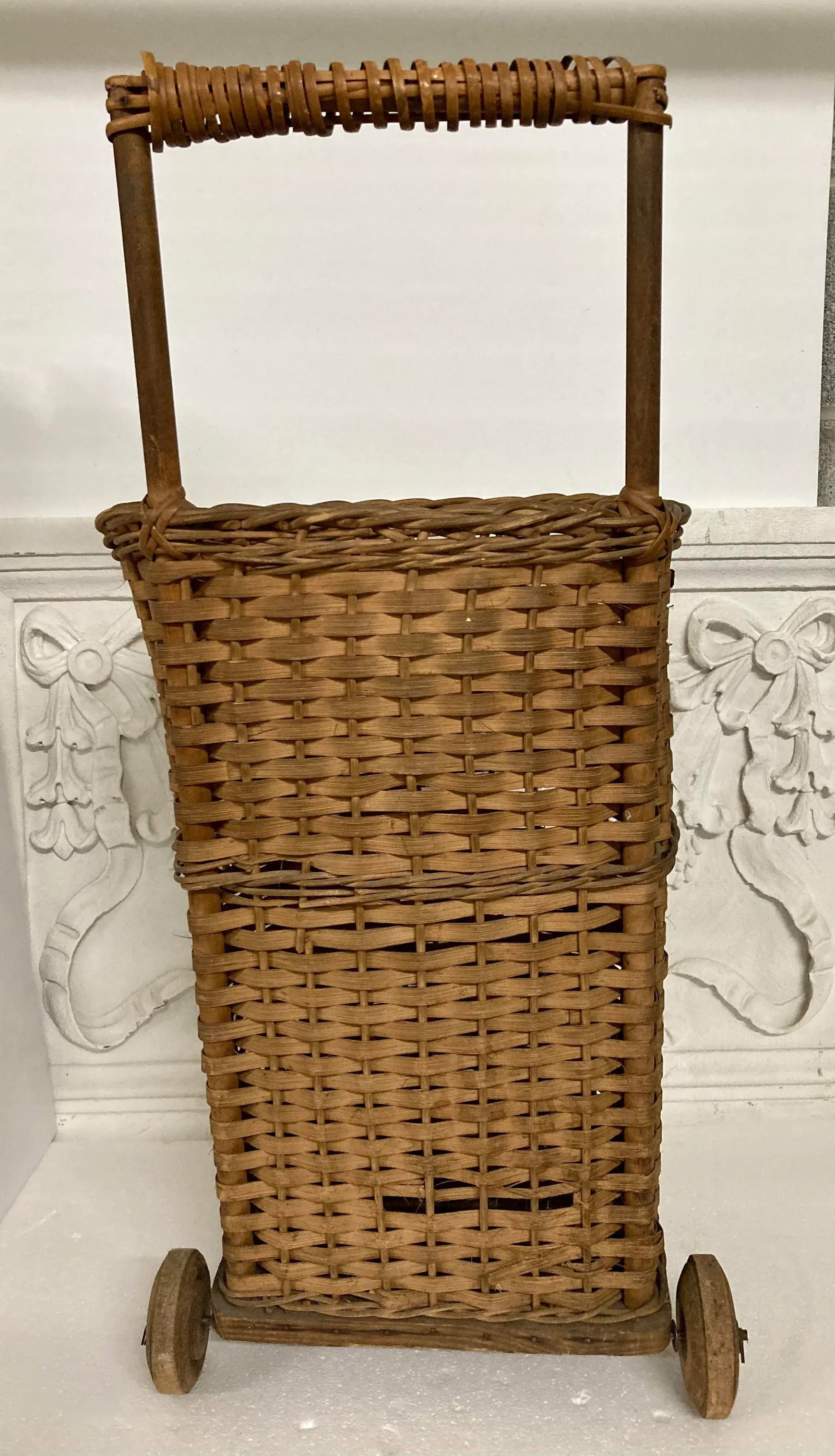 Antique French Market Basket Cart - 2