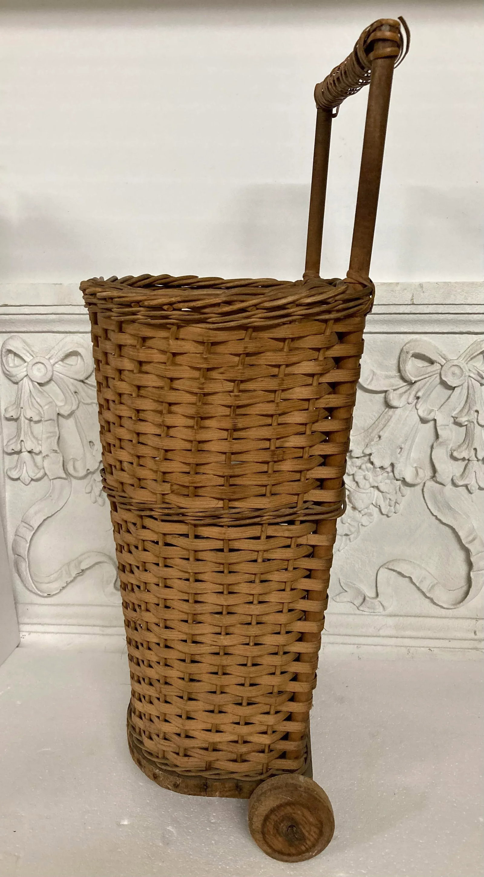 Antique French Market Basket Cart - 5