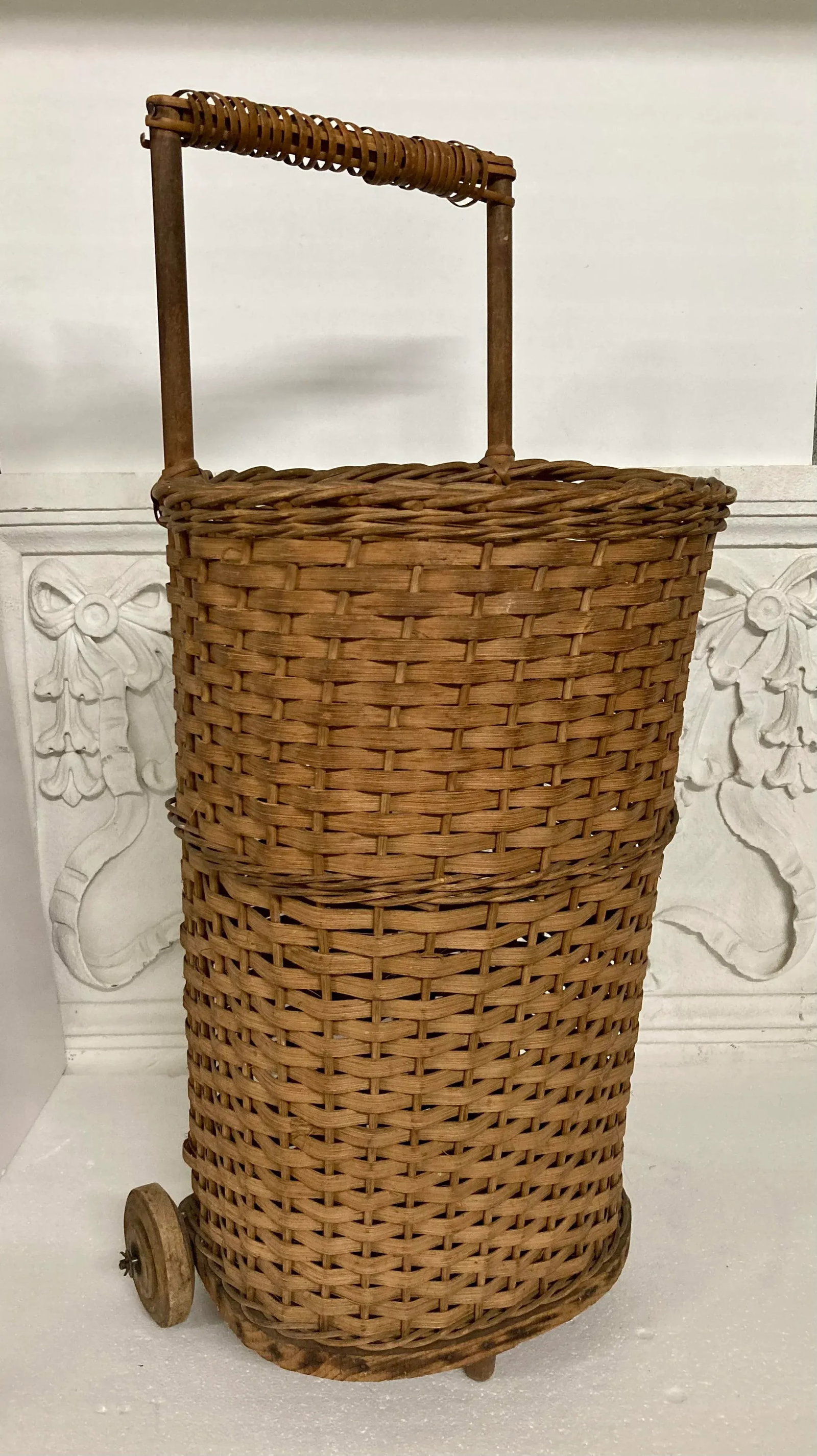 Antique French Market Basket Cart - 7
