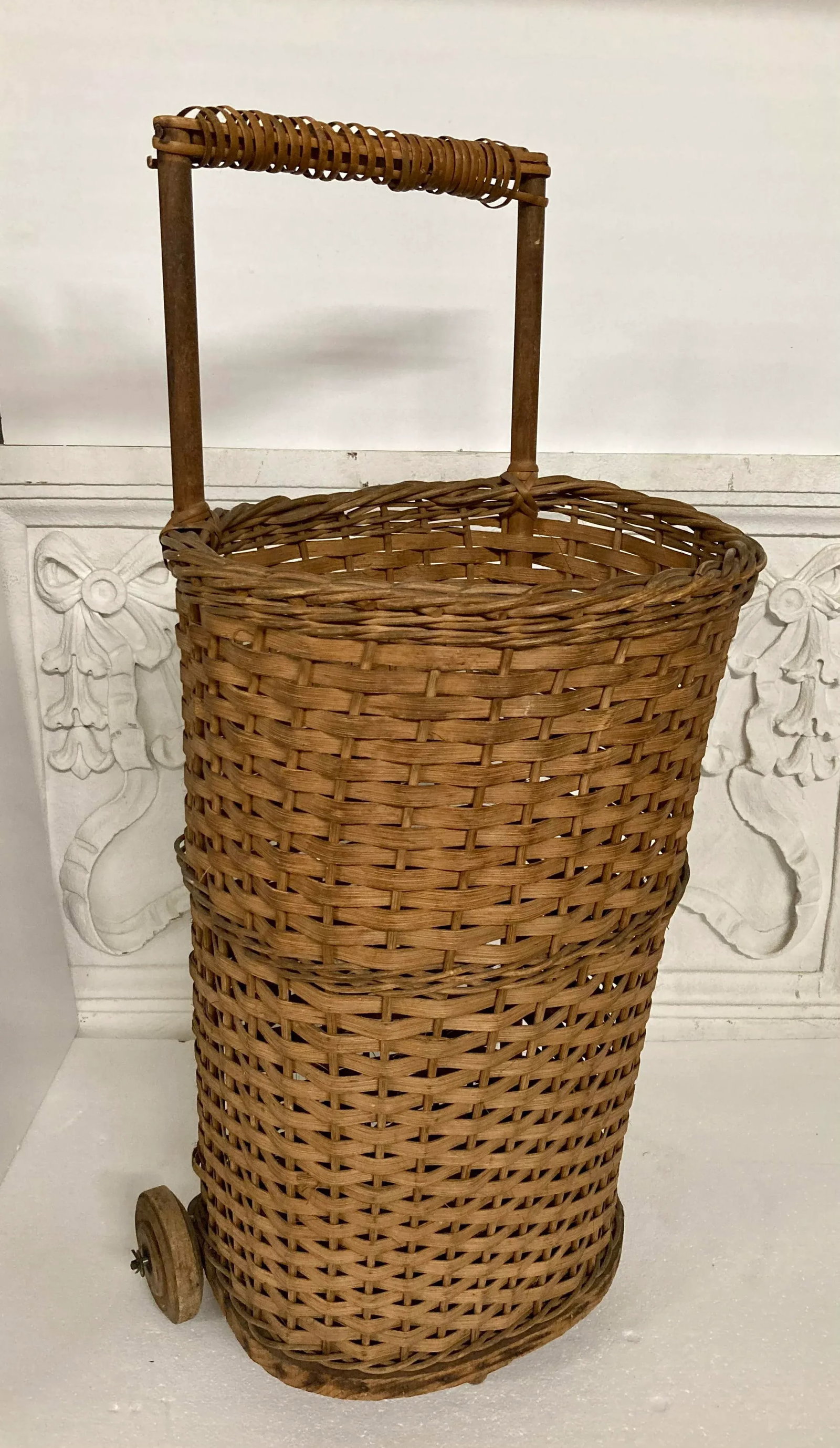 Antique French Market Basket Cart - 8