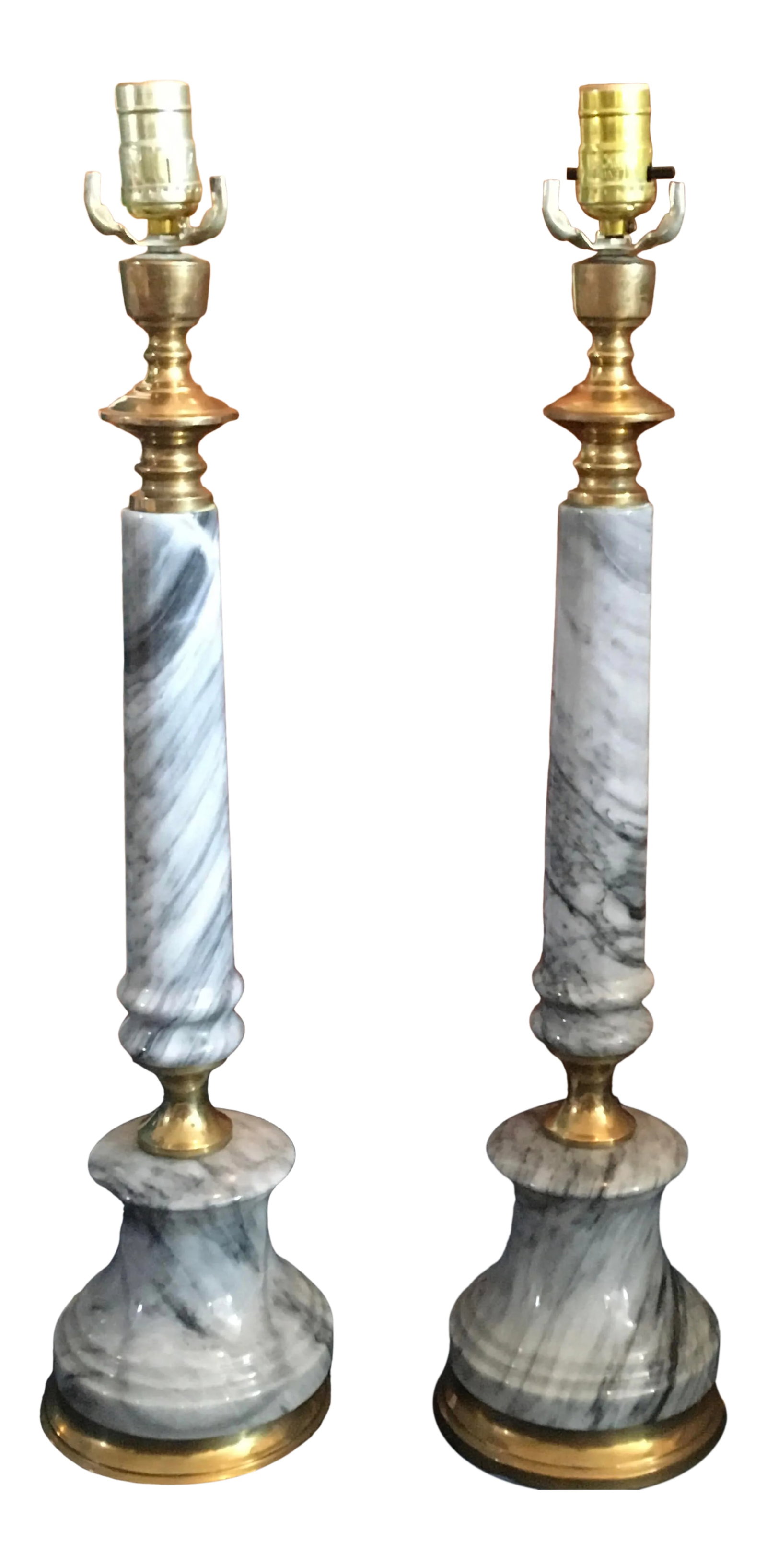Mid-Century Grey Marble Table Lamps - Set of 2 (1 of 12)
