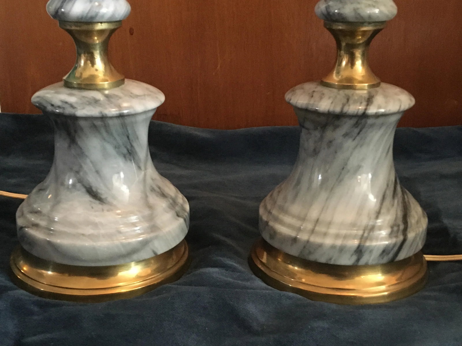 Mid-Century Grey Marble Table Lamps - Set of 2 - 2