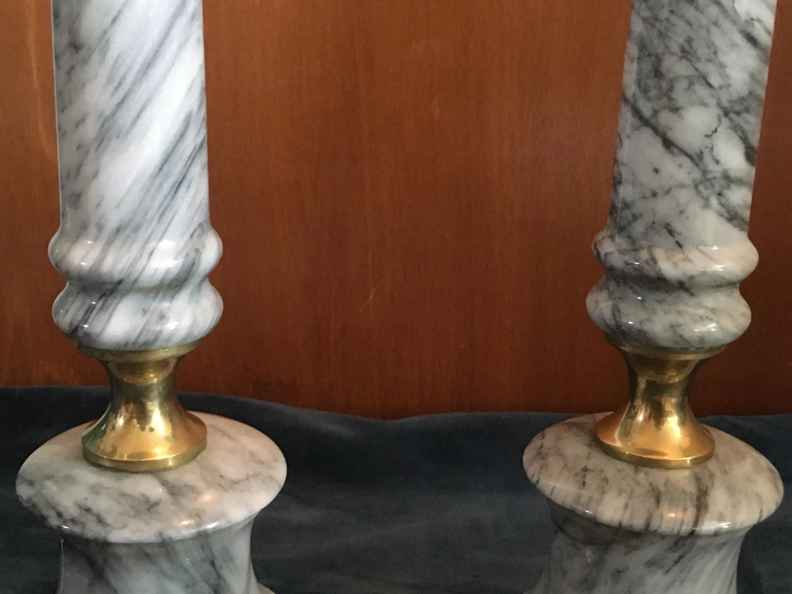 Mid-Century Grey Marble Table Lamps - Set of 2 - 4